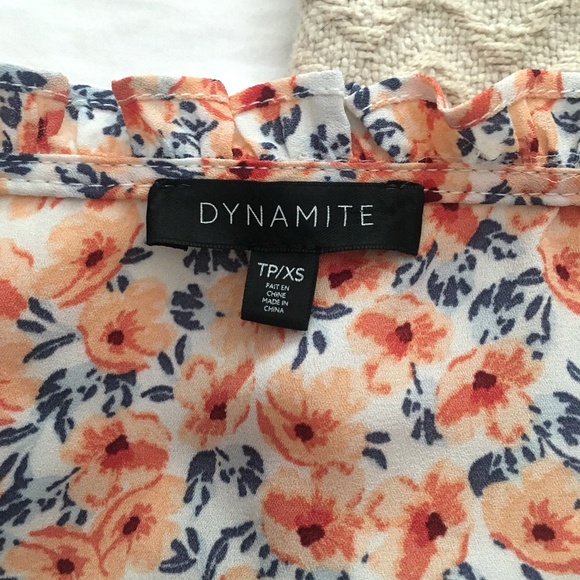 Dynamite orange and white dainty floral crop top XS - Picture 11 of 12